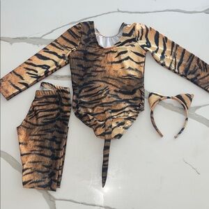 Tiger Print Long Sleeve Bodysuit and Pants Set